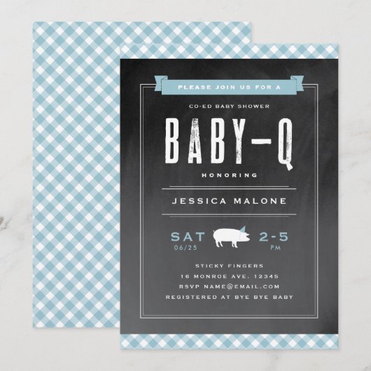 Baby BBQ Gingham co-ed baby shower Kaart (Voorkant / Achterkant)