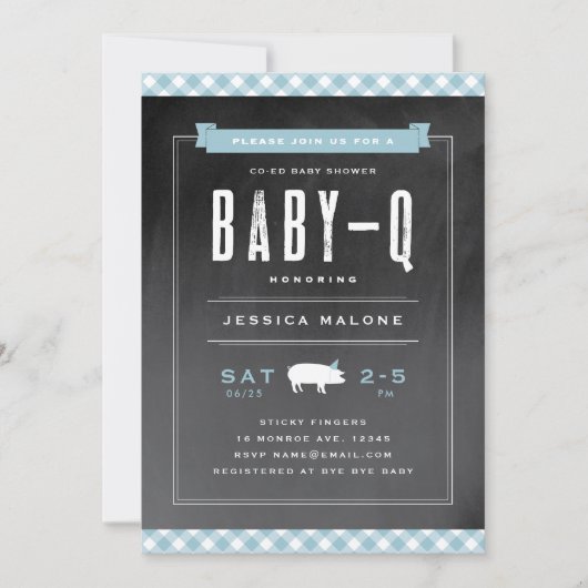 Baby BBQ Gingham co-ed babyfeest Kaart (Voorkant)