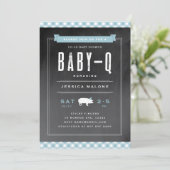 Baby BBQ Gingham co-ed babyfeest Kaart (Staand voorkant)