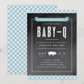 Baby BBQ Gingham co-ed babyfeest Kaart (Voorkant / Achterkant)