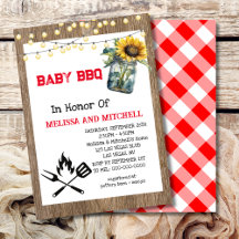 Baby BBQ Koppels Baby shower Thema Uitnodiging