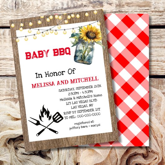 Baby BBQ Koppels Baby shower Thema Uitnodiging