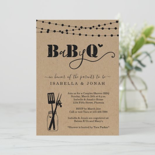 Baby BBQ - Koppels Douche Baby Q BaByQ Barbeque Kaart (Staand voorkant)