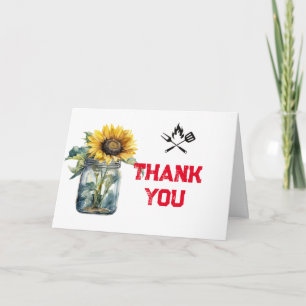 Baby BBQ rood plaid gingham baby shower foto Bedankkaart