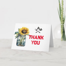 Baby BBQ rood plaid gingham baby shower foto Bedankkaart