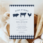 Baby BBQ Rustic Blue Pset Baby shower Kaart