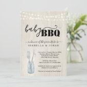 Baby BBQ Uitnodiging - Koppels Baby Q Barbeque (Staand voorkant)