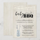 Baby BBQ Uitnodiging - Koppels Baby Q Barbeque (Voorkant / Achterkant)