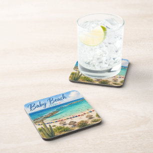 Baby Beach Aruba Caribische Reis souvenir Bier Onderzetter