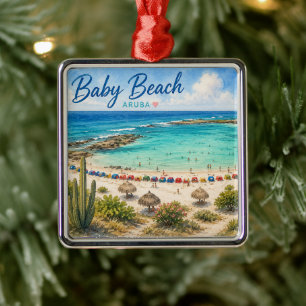 Baby Beach Aruba Caribische Reis souvenir Metalen Ornament