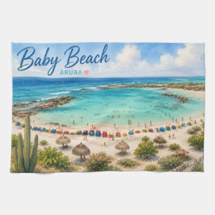 Baby Beach Aruba Caribische Reis souvenir Theedoek