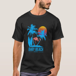Baby Beach Aruba. Flamingo en tropische palmbomen T-shirt