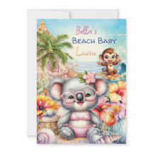 Baby Beach Party Thema Uitnodiging