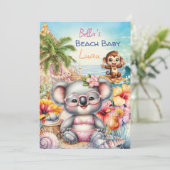 Baby Beach Party Thema Uitnodiging (Staand voorkant)