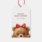 Baby Bear And Rowan Berries Baby Shower Cadeaulabel (Voorkant)