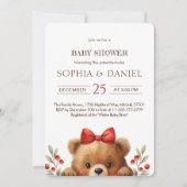 Baby Bear And Rowan Berries Baby Shower Invitation Kaart (Voorkant)