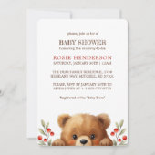 Baby Bear And Rowan Berries Baby Shower Kaart (Voorkant)
