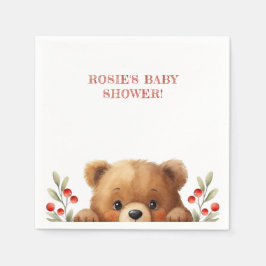 Baby Bear And Rowan Berries Baby Shower Servet