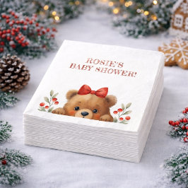 Baby Bear And Rowan Berries Baby Shower Servet
