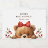 Baby Bear And Rowan Berries Baby Shower Sparkling Wijnetiket (Enkel label)