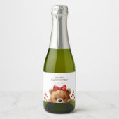Baby Bear And Rowan Berries Baby Shower Sparkling Wijnetiket (Voorkant)