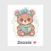 Baby Bear Reading a Book Sticker (Vel)