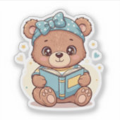 Baby Bear Reading a Book Sticker (Voorkant)