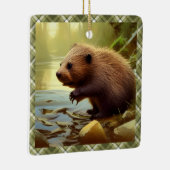Baby Beaver Wildlife Portret Aangepast Keramisch Ornament (Rechts)