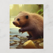 Baby Beaver Wildlife Portret Briefkaart (Voorkant)