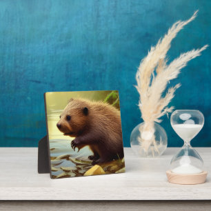 Baby Beaver Wildlife Portret Tabletop Fotoplaat