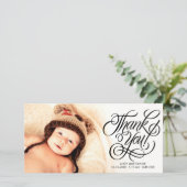 Baby Bedankt Calligraphy Overlay Fotokaarten (Staand voorkant)