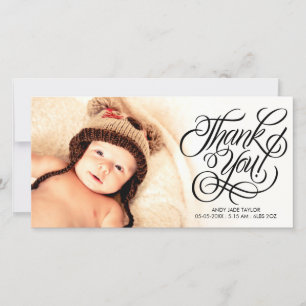 Baby Bedankt Calligraphy Overlay Fotokaarten
