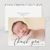 BABY BEDANKT Moderne luxe kalligrafie zwart (Voorkant / Achterkant)