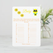 Baby Bee | ABC Baby shower Game Kaart Flyer (Staand voorkant)