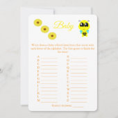 Baby Bee | ABC Baby shower Game Kaart Flyer (Voorkant)