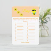 Baby Bee | ABC Baby shower Game Kaart Flyer (Staand voorkant)