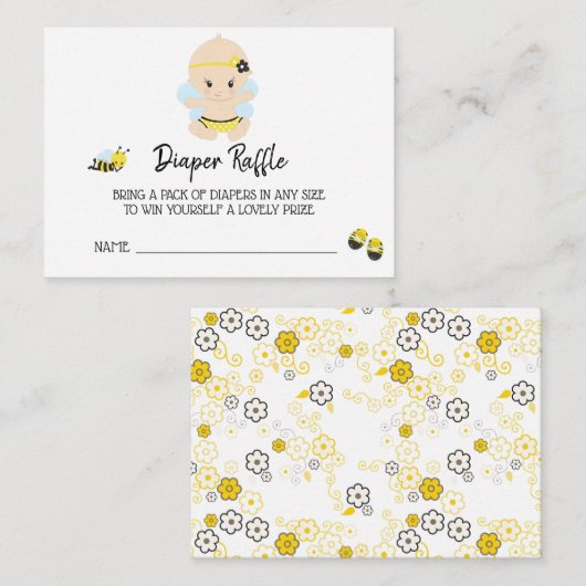 *~* Baby Bee Baby MEISJE Bloemen Luier Raffle Informatiekaartje (Voorkant / Achterkant)