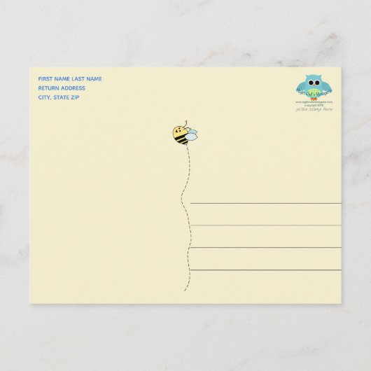 Baby Bee Boy Bedankt Briefkaart (Achterkant)