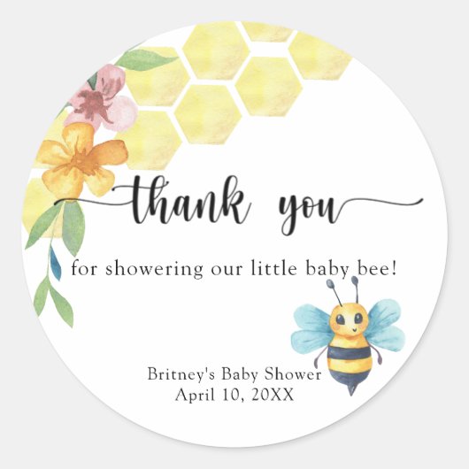 Baby Bee - dank je Ronde Sticker (Voorkant)