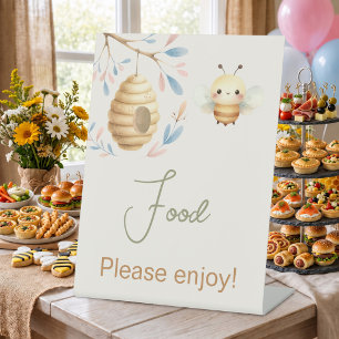Baby Bee Geslacht Reveal Voedsel Tafel Bord Reclamebord Met Voetstuk