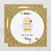 *~* Baby Bee Glitter Baby Girl Shower Uitnodiging (Voorkant / Achterkant)