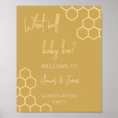 Baby Bee Honey Golden Beige Gender Reveal Welcome Poster (Voorkant)
