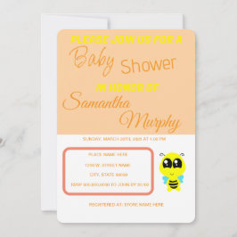 Baby Bee | Invitación de Baby Shower Kaart
