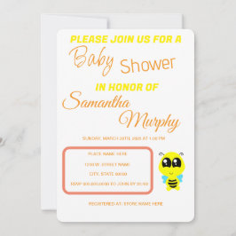 Baby Bee | Invitación de Baby Shower Kaart