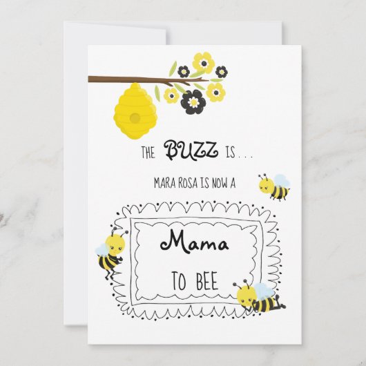 *~* Baby Bee MAMA TO BEE Baby shower Invitation Kaart (Voorkant)
