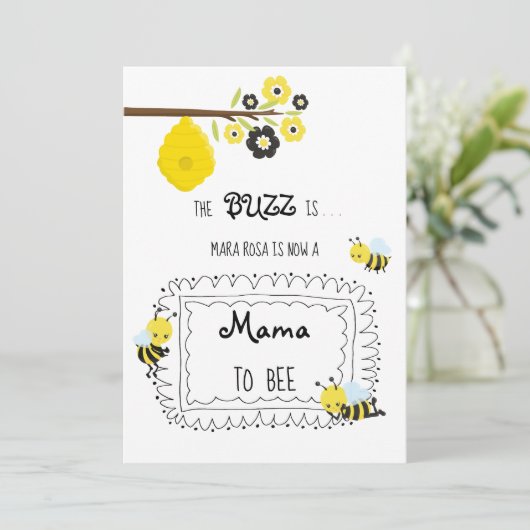 *~* Baby Bee MAMA TO BEE Baby shower Invitation Kaart (Staand voorkant)