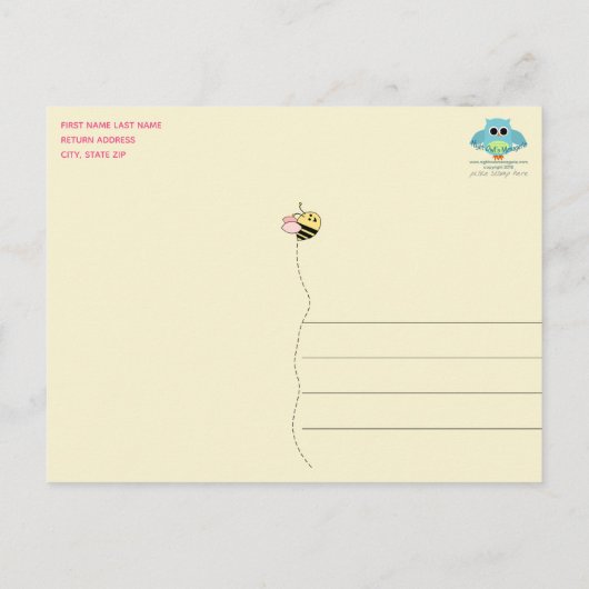 Baby Bee Meisje Dank u Briefkaart (Achterkant)