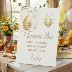 Baby Bee Momosa Bar Bord He of Zij Geslacht Reveal Reclamebord Met Voetstuk