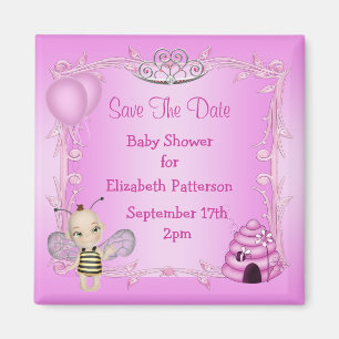 Baby Bee Pink Princess Baby shower Save The Date Magneet