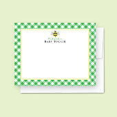 Baby Bee Preppy Gingham Baby shower Dank u Notitiekaartje